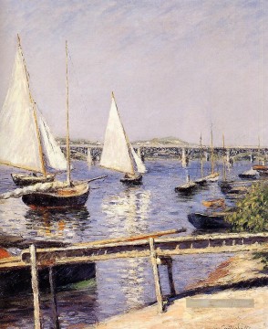 Voiliers à Argenteuil Impressionnistes paysage marin Gustave Caillebotte Peinture à l'huile